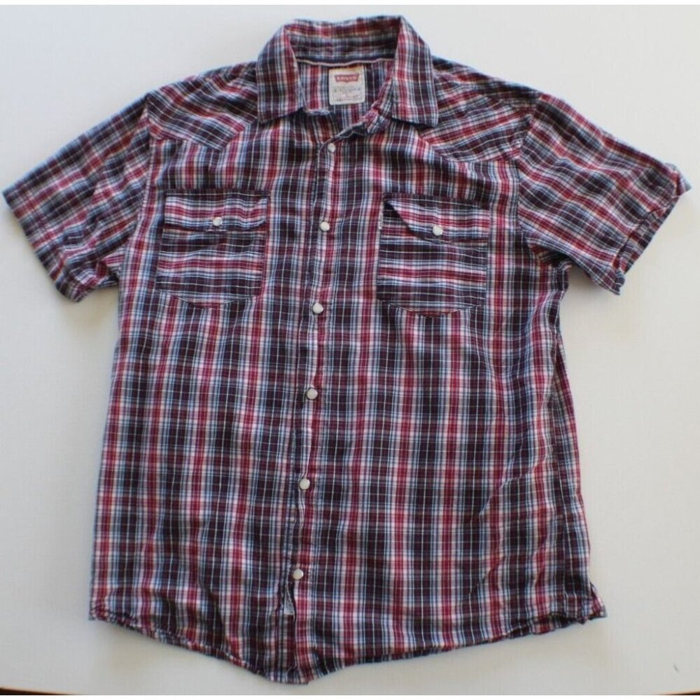 Vintage‎ Levis Mens Western Pearl Snap Shirt Size L